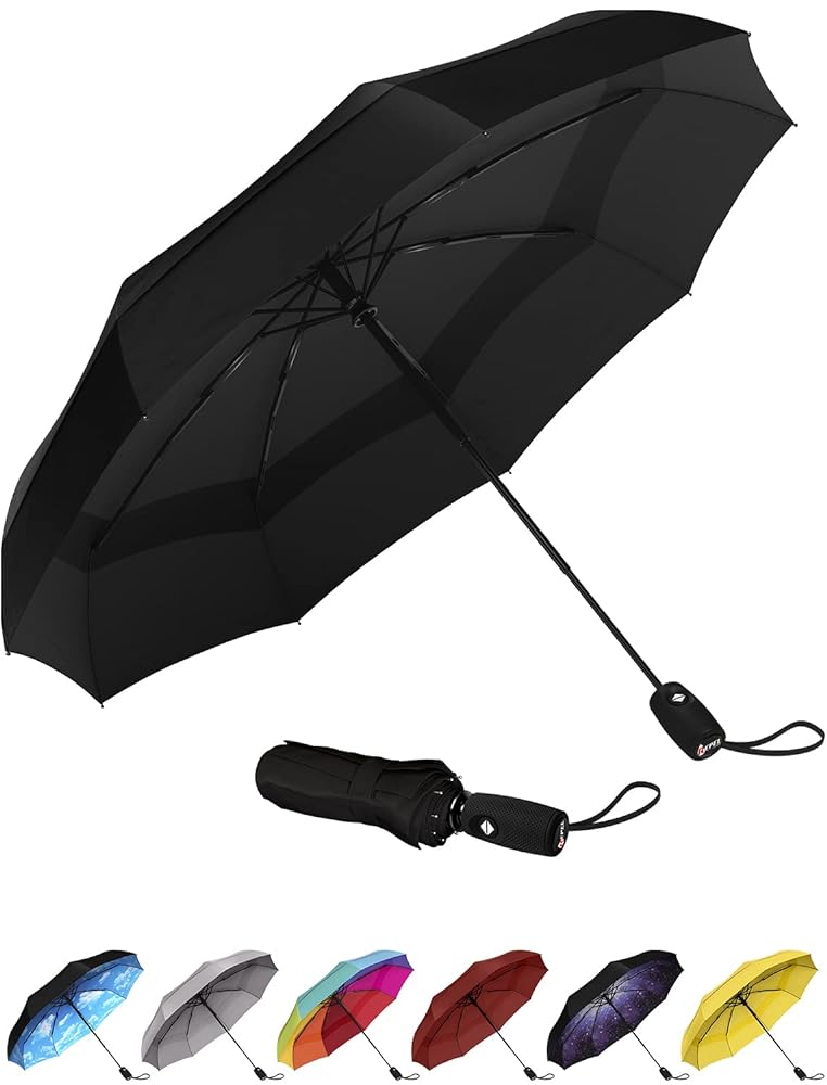 Repel Vindtätt Compact Travel Umbrella - Black, One ...