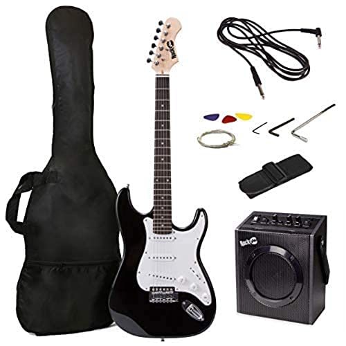 RockJam RJEGPKGUSA Electric Guitar, Black/White