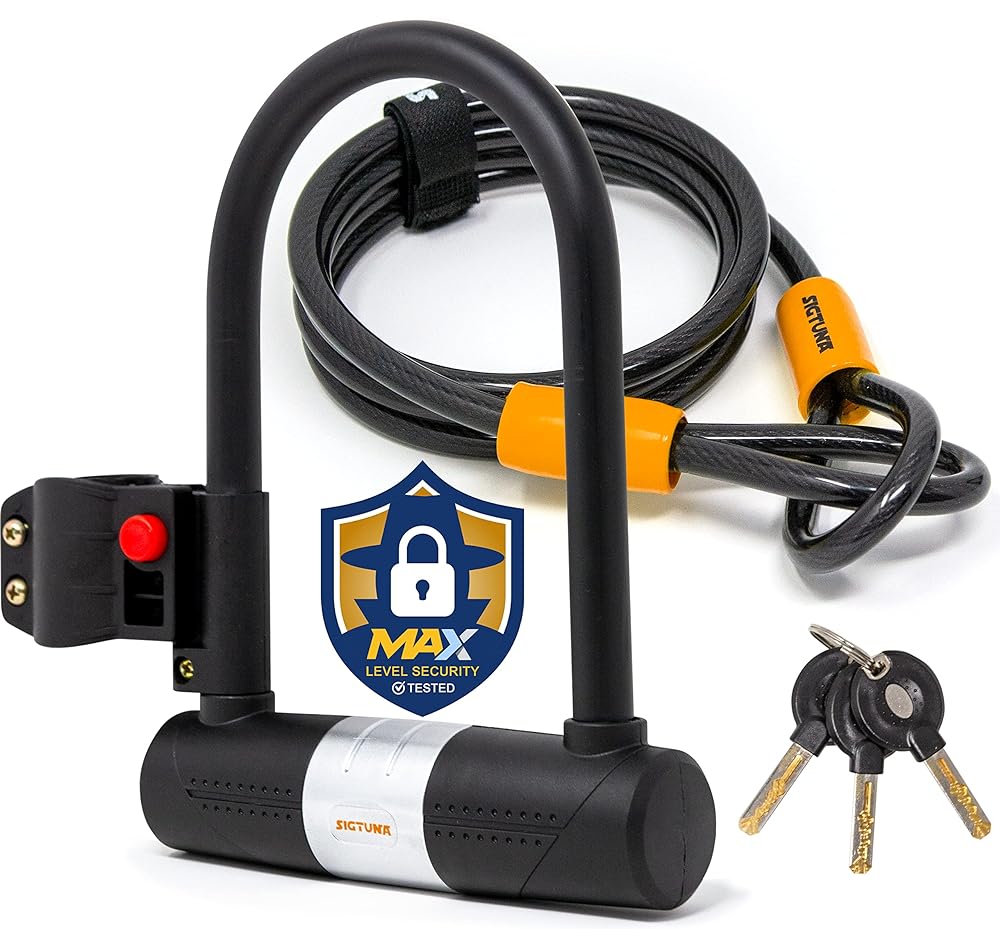 SIGTUNA Bike Lock - Heavy Duty U-Lock with Cable, 3 ...