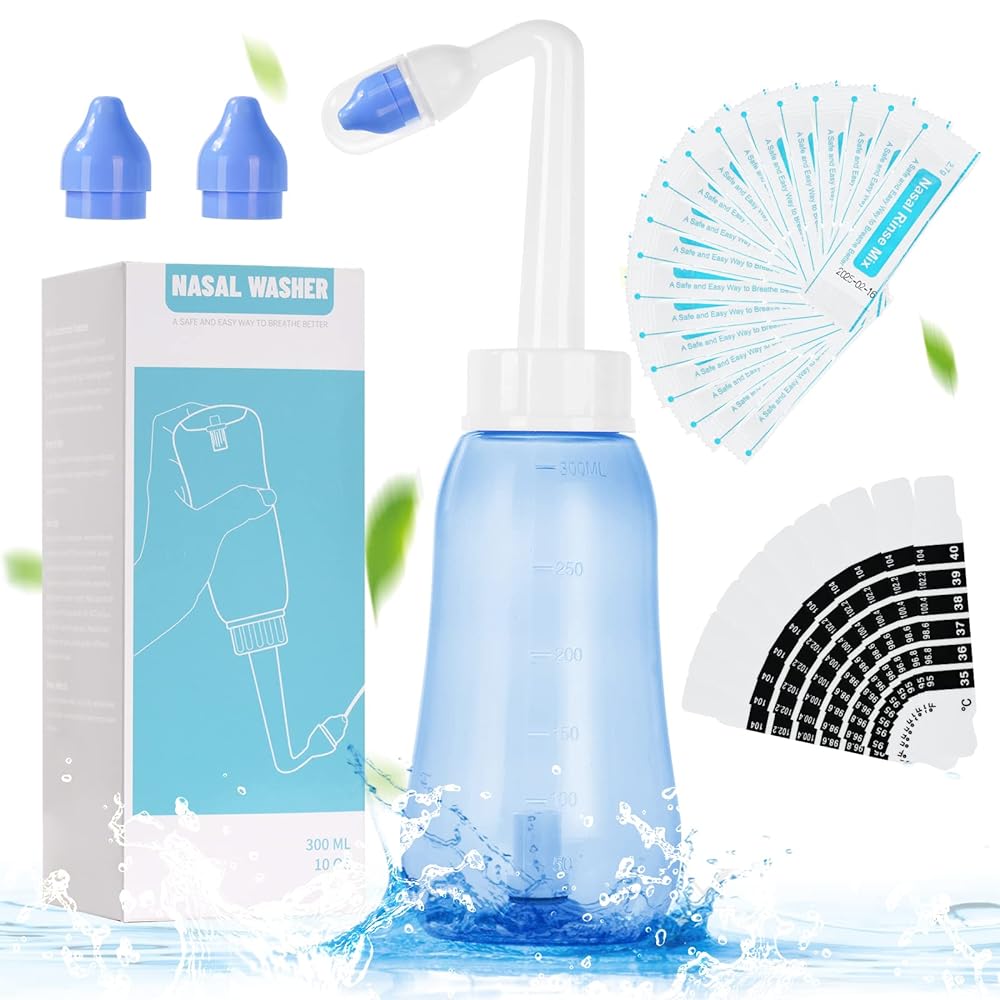 URAQT Nasal Rinse Kit with Salt: 300ml Neti Pot, 20x...