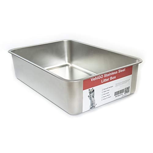 VehiGo Extra Large Stainless Steel Cat Litter Box