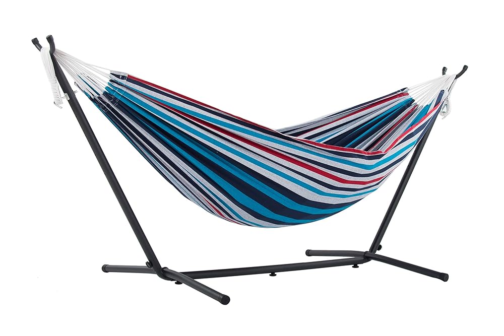 Vivere Double Cotton Hammock with Steel Frame