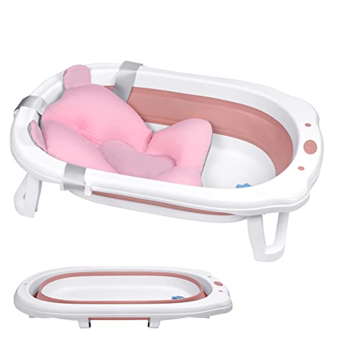 YARDIN Foldable Baby Bathtub with Non-Slip Mat