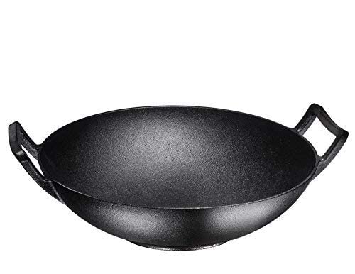  Homeries Pre-Seasoned Cast Iron Wok with 2 Handled and