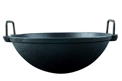  Homeries Pre-Seasoned Cast Iron Wok with 2 Handled and