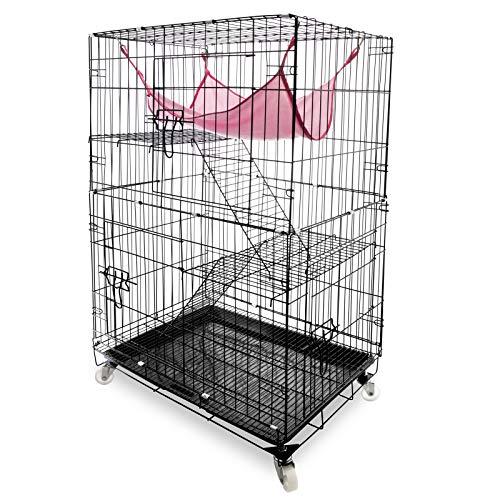 Daorfaa 2-Tier Large Cat Ferret Cage Kennel Crate Pl...