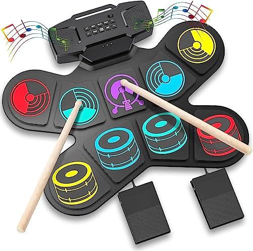 Electronic Drum Set, Portable Roll-Up Drum Practice ...