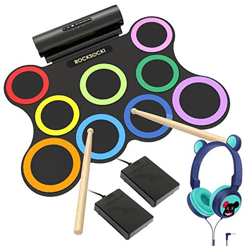 ROCKSOCKI Electric Drum Set 9-Pad With Headphone, Bi...