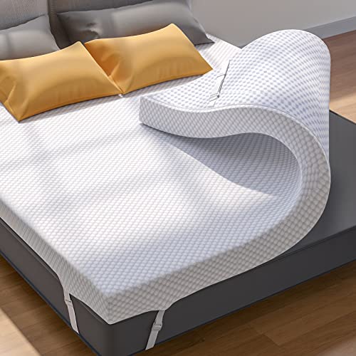 PERLECARE 3 Inch Gel Memory Foam Mattress Topper for...