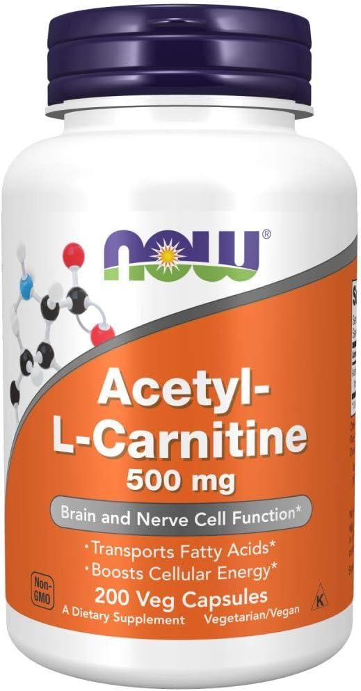 NOW Acetyl-L Carnitine 500mg, 200 VegCaps