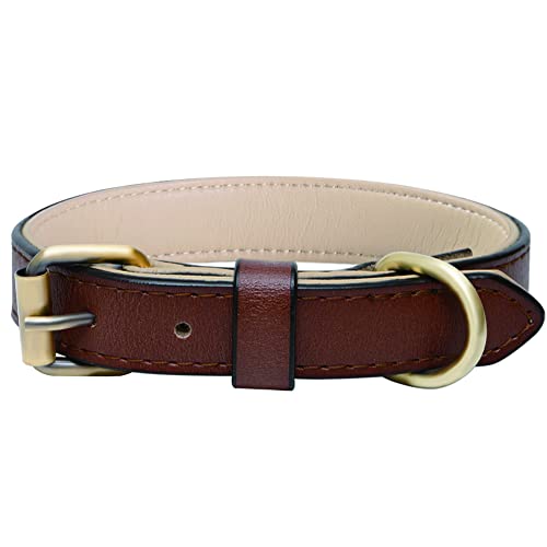 Adjustable Genuine Soft Leather Dog Collar of Padded...