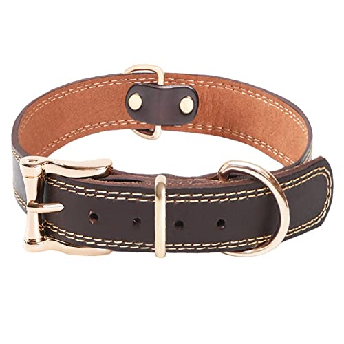 Premium Heavy Duty Genuine Leather Dog Collar Soft A...