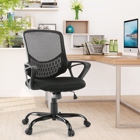 Neo Chair MB-5 Ergonomic Mid Back Adjustable Mesh Home Office Computer Desk Chair, Black