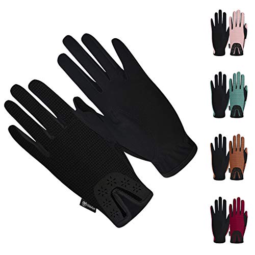 ChinFun Women Horse Riding Gloves Ladies Laser Flowe...