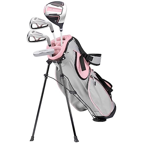 LAZRUS Golf Premium Kids Golf Clubs Set or Individuals for Boys or Girls - Junior Golf Clubs - Driver, Fairway Wood, 7 Iron, PW, Putter - Blue or