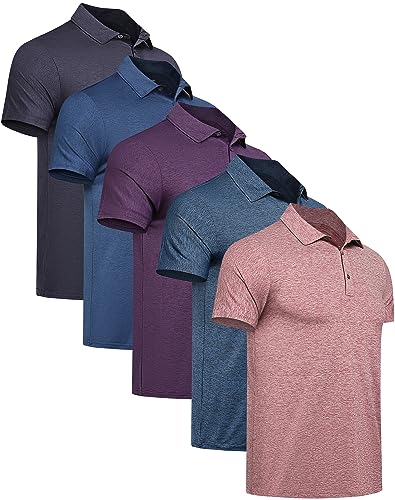 TELALEO 4/5 Pack Mens Polo Shirts Quick Dry Short Sl...