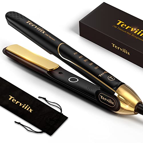 Terviiix 100% Titanium Flat Iron, 24K Salon Professi...